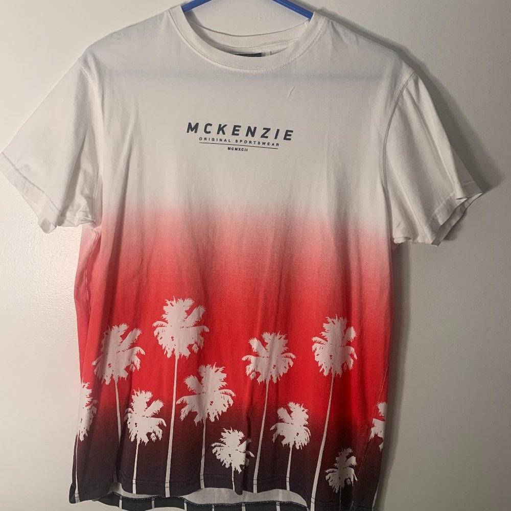 McKenzie Original Sportswear Graphic T-Shirt || Red White Gradient Beach Tee